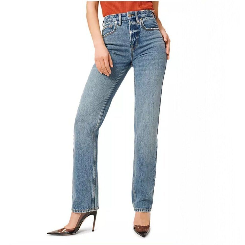 Good American 2/26 Good‎ 90's Icon High Rise Straight Leg Jeans in Blue952